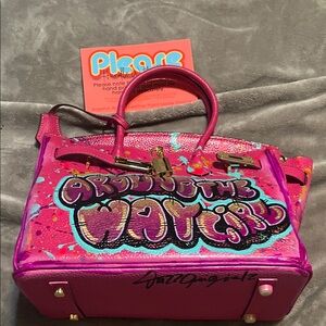 Artistic Pink Satchel with Graffiti Design Custom